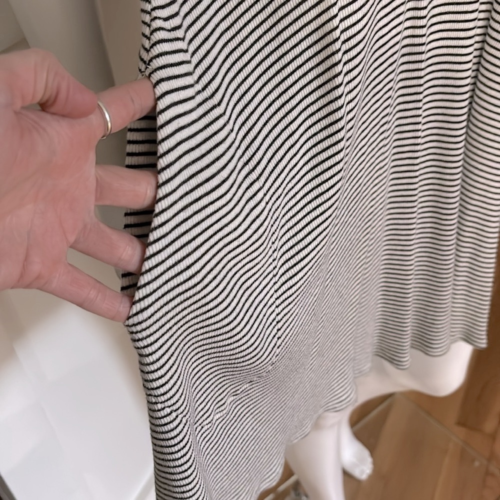 FINAL PRICE! Has Pockets Ribbed Striped Comfy Short Sleeve Scoop Neck Mini Dress - Picture 2 of 6